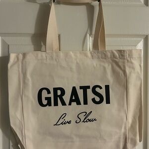 Cream Tote Bag with Black Print